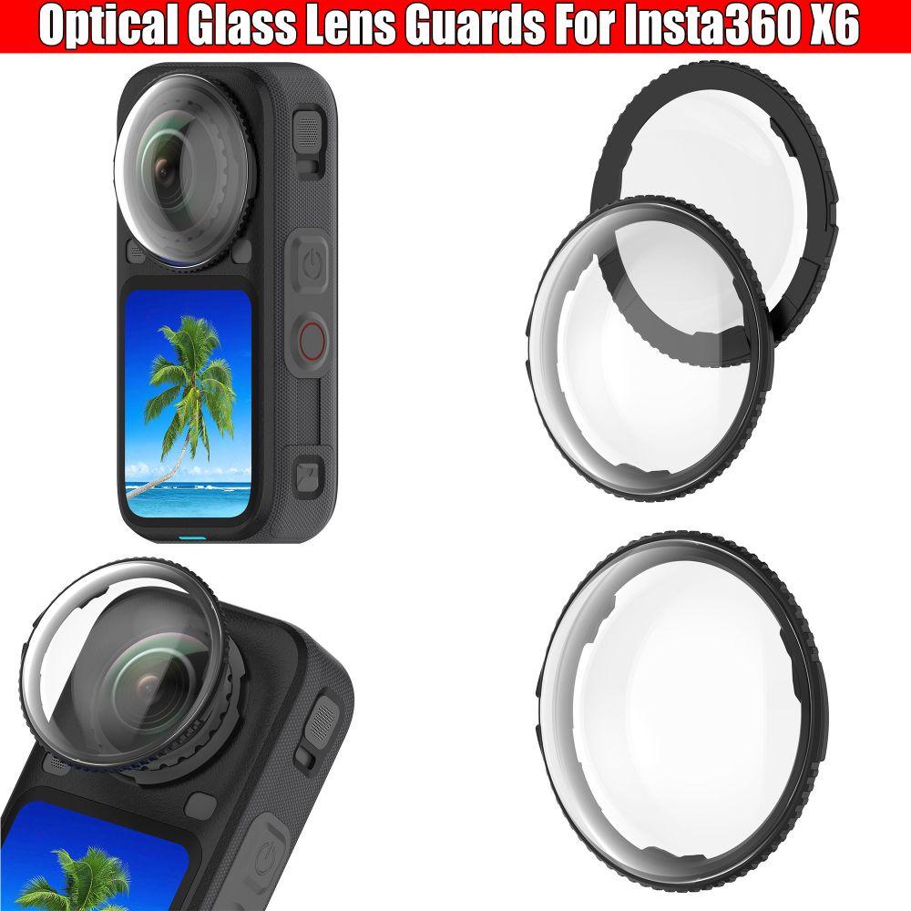 Removable Lens Guard Optical Glass Protective Lens Cap for Insta360 X6 Panoramic Camera Accessories