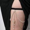 Retro Leg Chain Imitation Pearls Double Layer Elastic Versatile Body