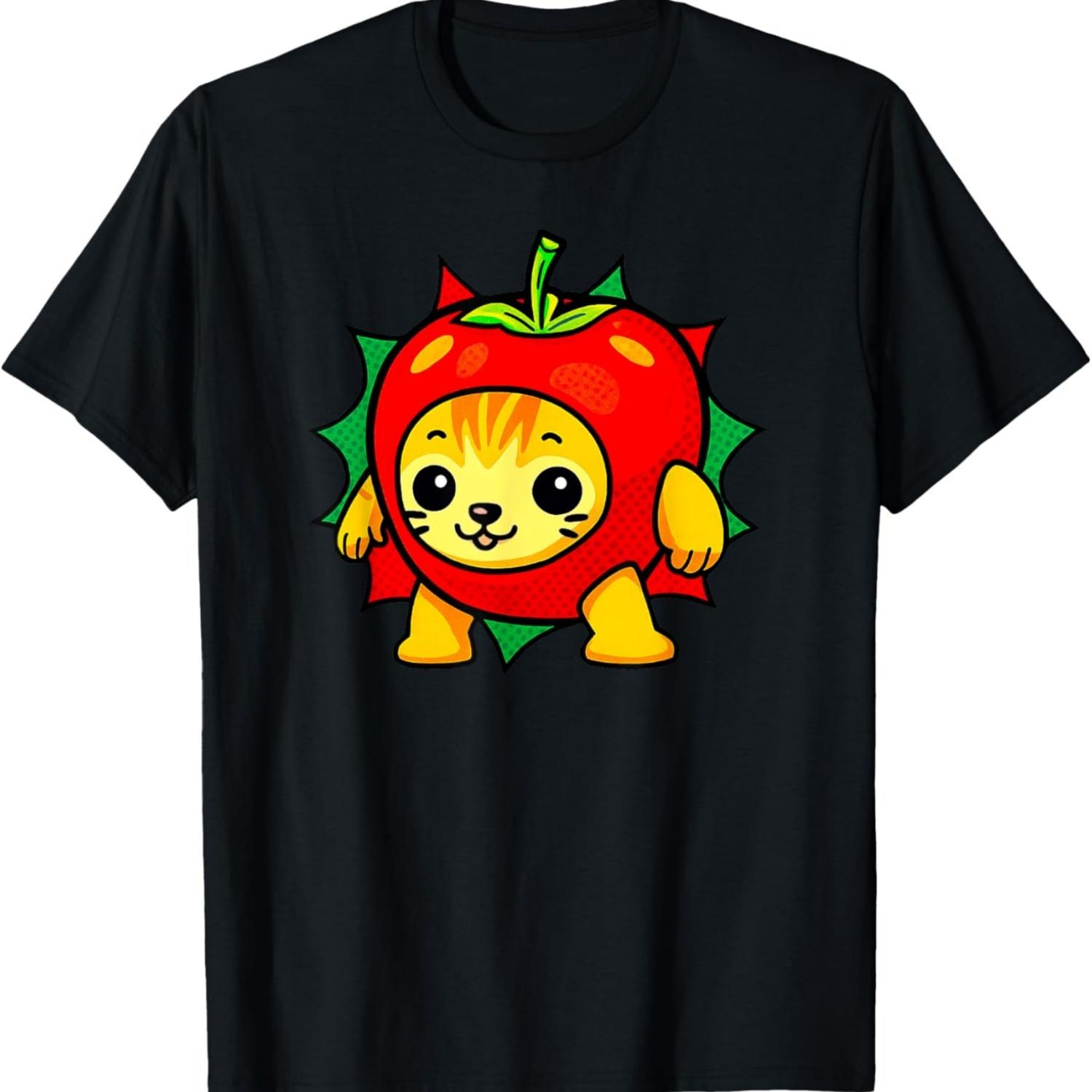 Cute Apple Cat Happy AppleCat Meme Kitty Cat Lovers Meme T-Shirt(1) S