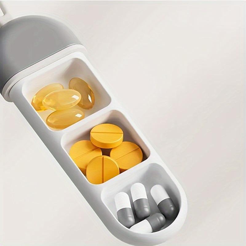 Compact 3-Compartment Pill Organizer:Travel-Ready Medication Box with Carrying Loop, Suitable for Carrying Outside storage boxes