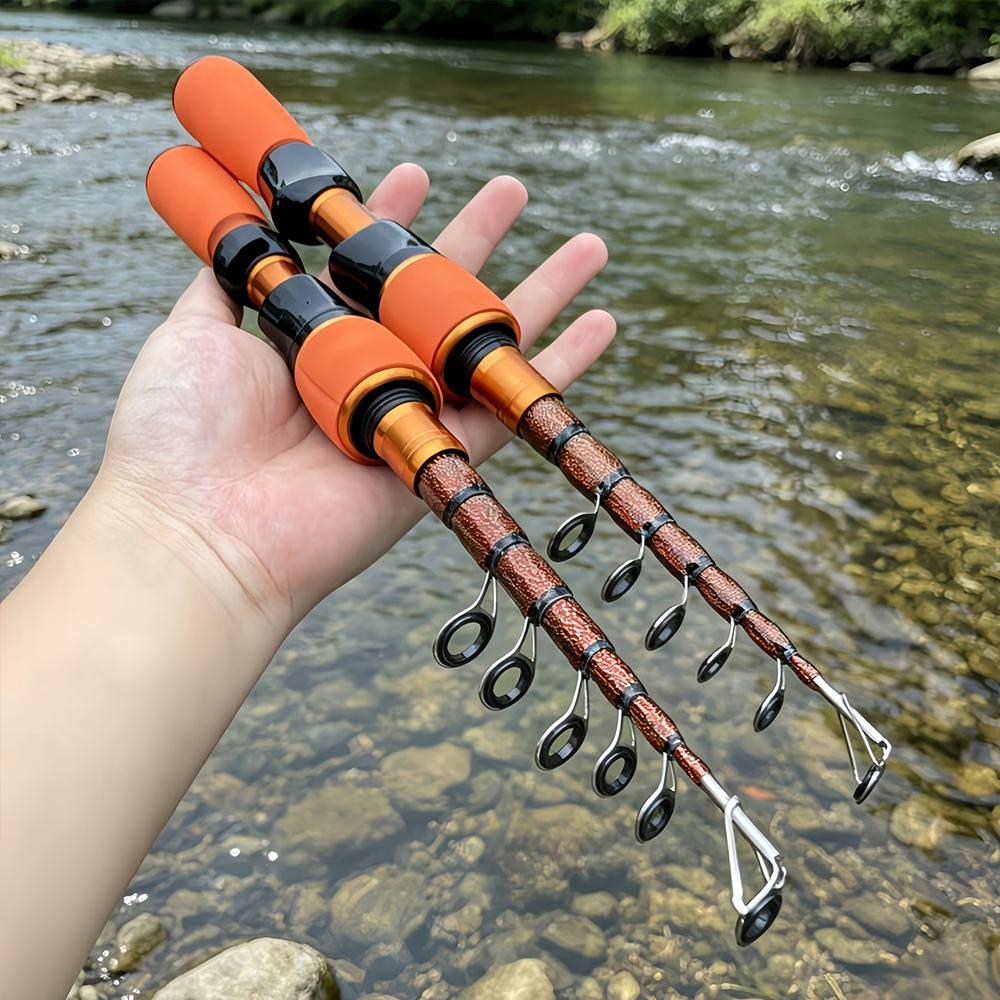 Stijlvolle Oranje Draagbare Telescopische Carbon Vaste Hengel met Comfortabel EVA Handvat voor Alle Wateren Perfect Cadeau voor Vrouwen en Meisjes