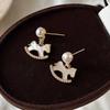 Real Gold Electroplated Zircon Pony Pearl Stud Earrings Natal Year Commuting Versatile Earrings Earrings