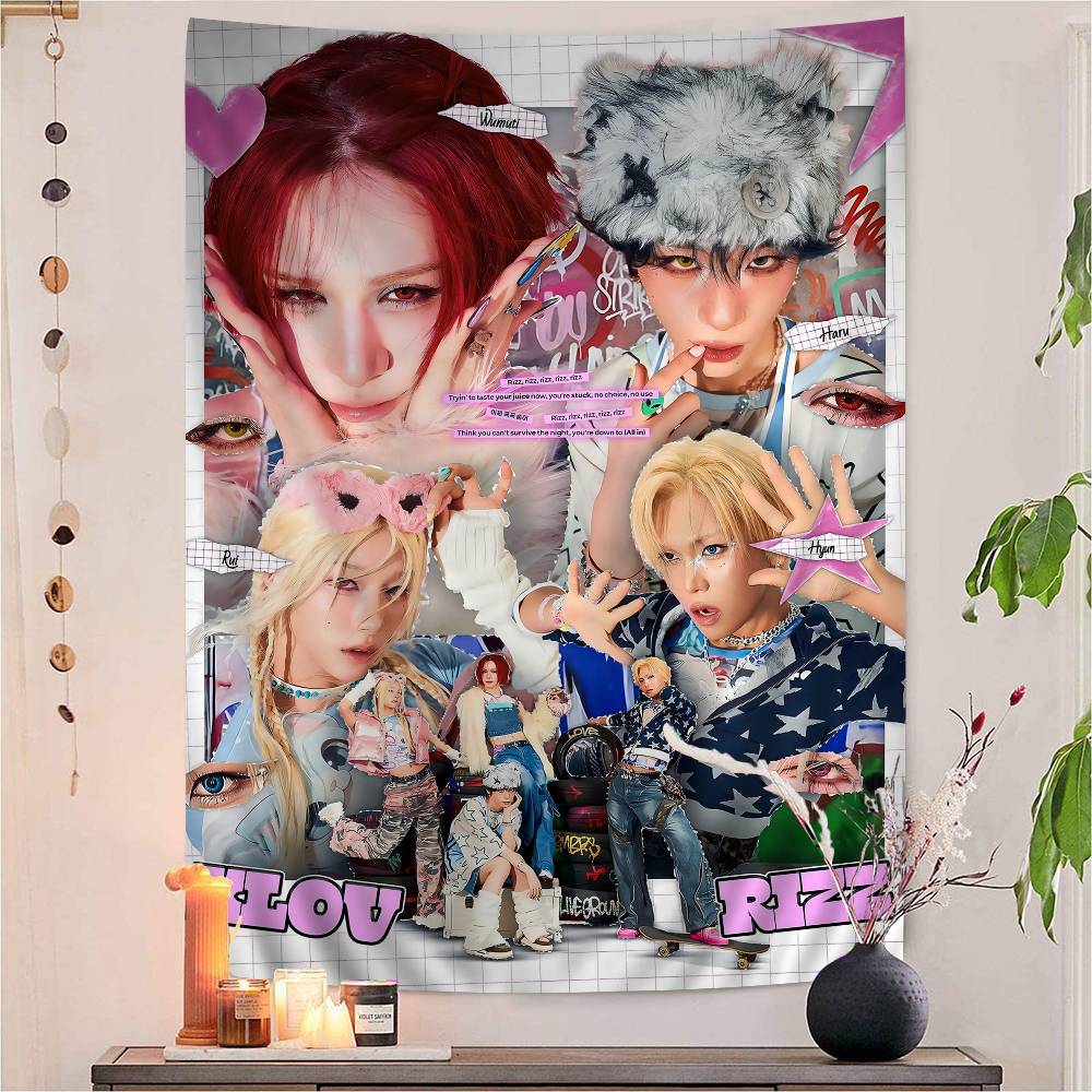 Popular K-pop Group X-XLov Anime DIY Wall Tapestry Hanging Tarot Hippie Wall Rugs Dorm Home Decor