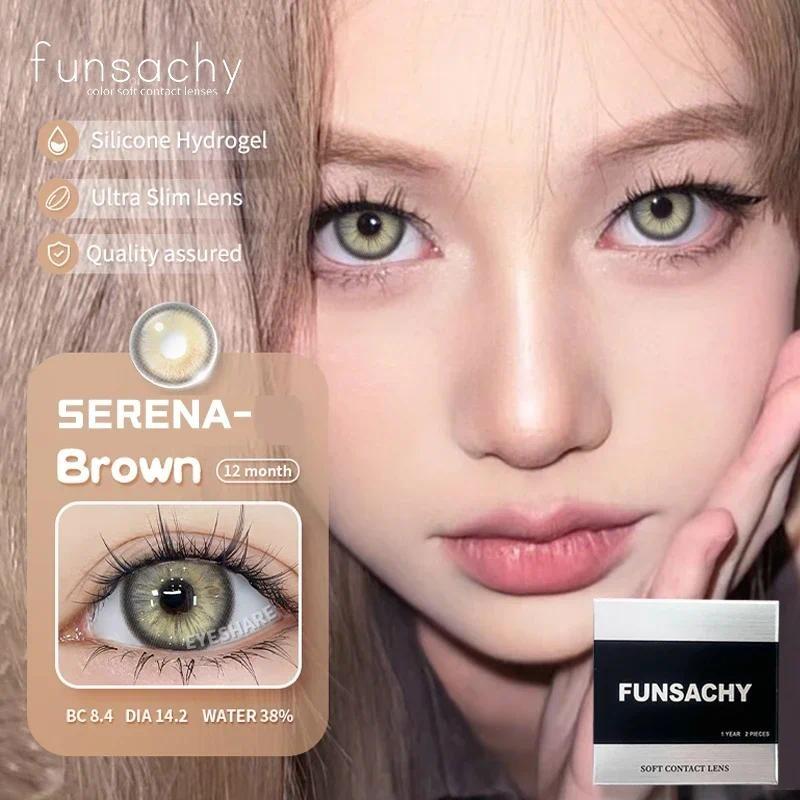 FUNSACHY 2 st Naturliga Kontaktlinser för Ögon Färgade Blå Kontaktlinser Grå Vacker Pupill Grön Lins Ögonmakeup Koreanska Linser