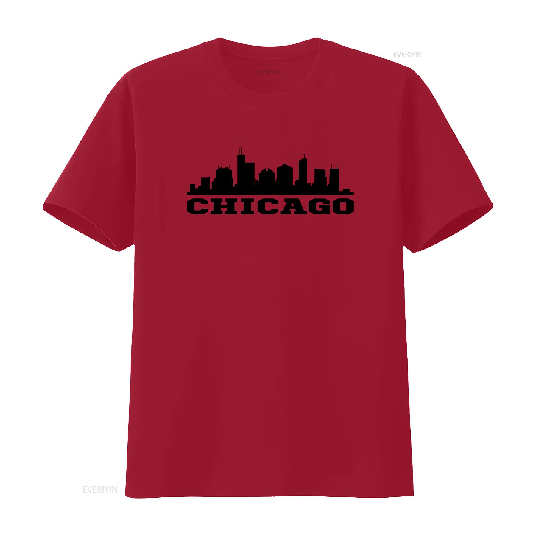 Chicago T Shirt s Silhouette State City vintage Washed streetwear Breathable designer clothes Slightly Stretched S