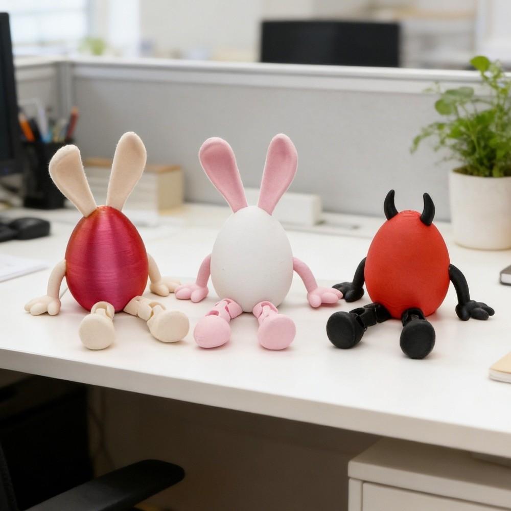 Funny Cartoon 3D Printed Bunny Model Movable Portable Easter Egg Plastic Easter Decoration Easter Celebration