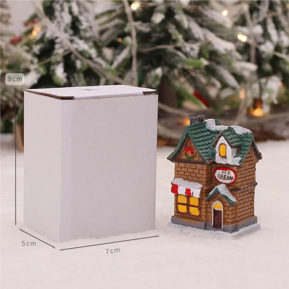 1~6pcs LED Night Light Christmas Ornaments 2025 Luminous Castle Snow House Sculpture Xmas Decoration for Home New Year Navidad