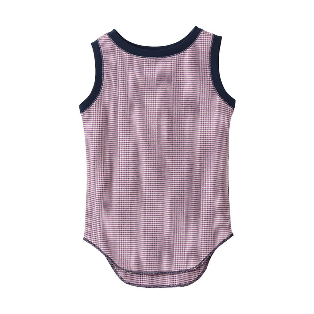 Tank Top Round Neck Sleeveless Border Shirt Casual Grayish Purple L [Champion] Women's CW-X326
