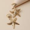 Gold Fashionable Shell Starfish Design Women Metal Earrings For Summer Beach