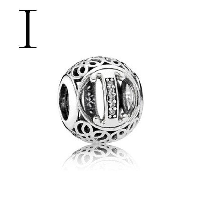 2022 New Openwork A -Z Letter Charm Diy Fine Beads Fit Original Fashion Charms Silver 925 Bracelet Jewelry For Women Men D009