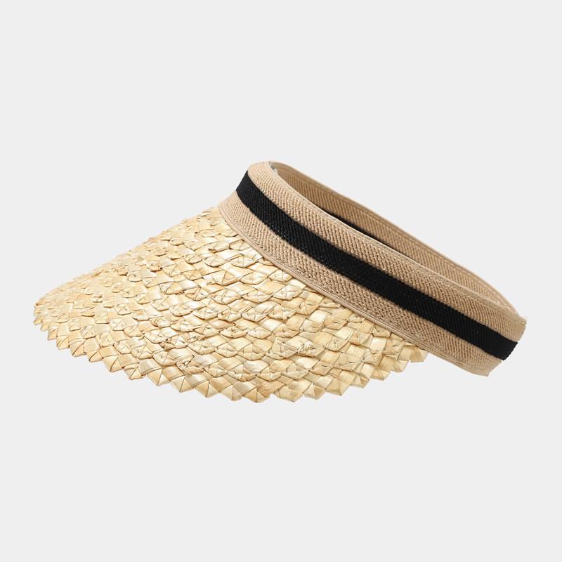 

Handmade Straw Sun Hat With Large Brim And Cool Weaving For Casual Outdoor Sun Protection Khaki Spliced