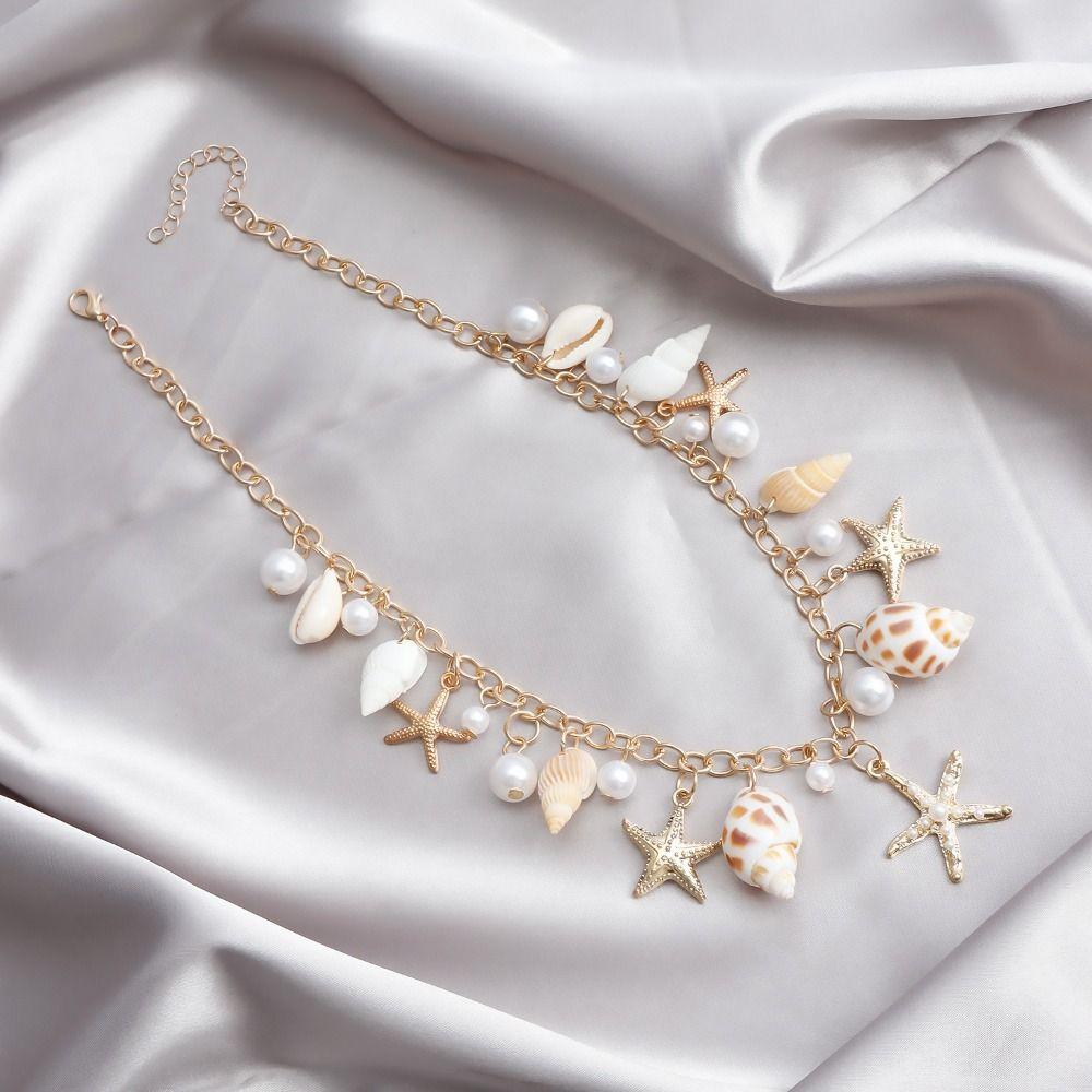 Bohemian Women's shell Bracelet Necklace Body Jewelry Shell Starfish Bodychain  Beach Accessories