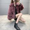 Fashion short fur coat women's winter new design rivet bat sleeve fur integrated coat