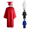 1 Set Graduation Gown Hat Tassel Zipper V Neck Loose Solid Color 2023 High School Bachelor Academic Dress Student Supplies