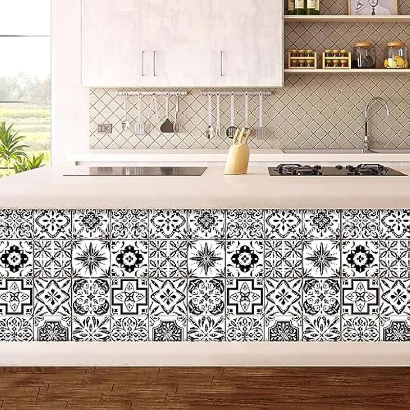 Vintage Self-Adhesive Waterproof Wall Sticker Set for Bathroom Kitchen TV Background Moisture-Proof Tile Decal Home Decor