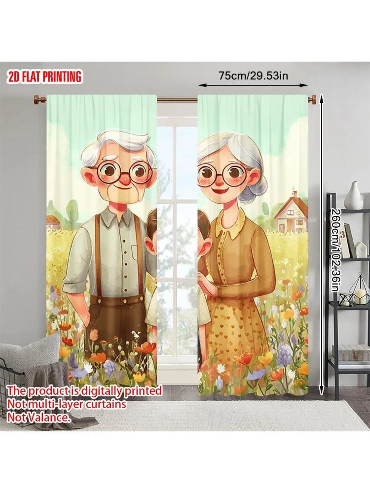 

Set Of 2 Plane Printing Popular Curtain Panels Enchanting Versatile Polyester Without Rod All Curtains Made W100*H70(CM)-Grommet top&2PCS