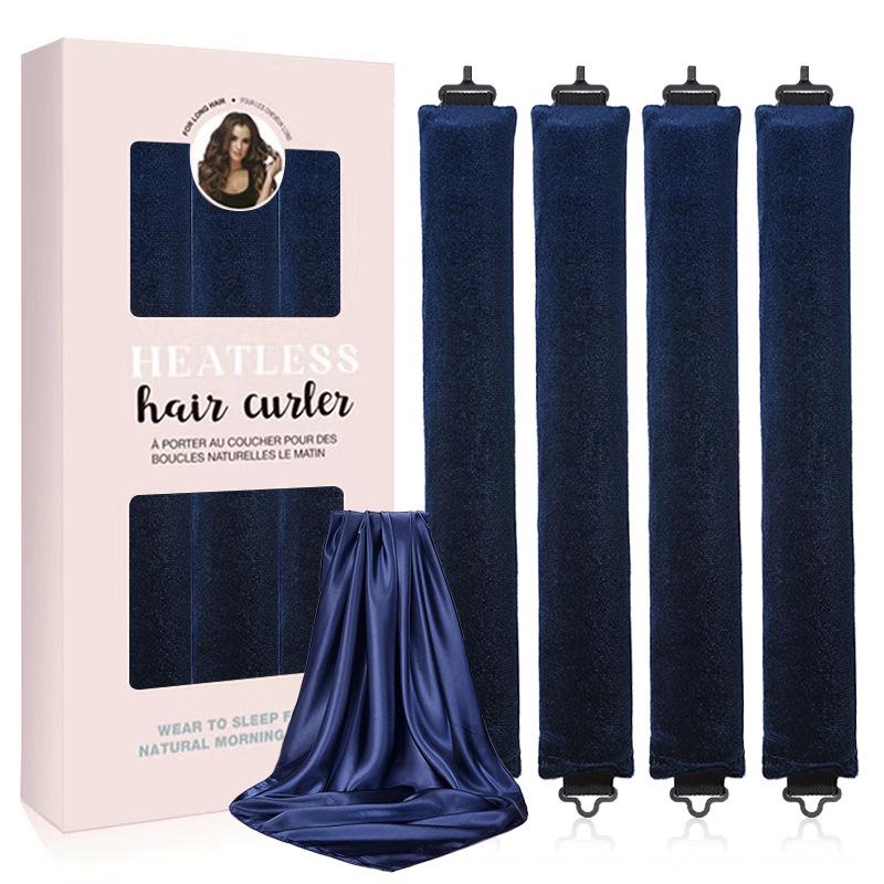 No-Heat Curling Set: Volumizing Waves, 70cm Silk Scarf, Double Hook, Sleep-Friendly Hair Tool