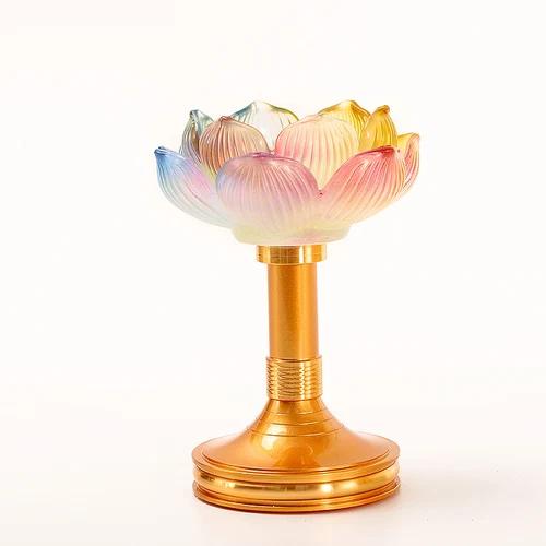 Barevný glazovaný lotosový svícen, držák na máslovou lampu, vysoký svícen, dekorace Buddhy, chrám, buddhistické potřeby
