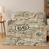 Retro Route66 Amerika Mutter der Straßen Schild Flanelldecke Weiche Warme Überwurfdecke für Schlafzimmer Wohnzimmer Bett Reise Camping Picknick