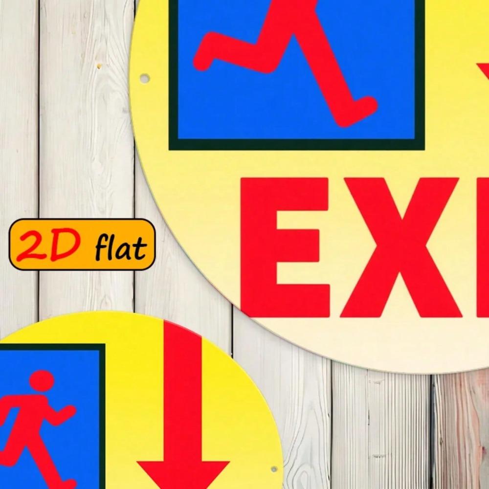 Red Exit Running Figure Sign 20x20cm Aluminum Outdoor Emergency Safety Plaque Highly Visible Warning Decorative Gift