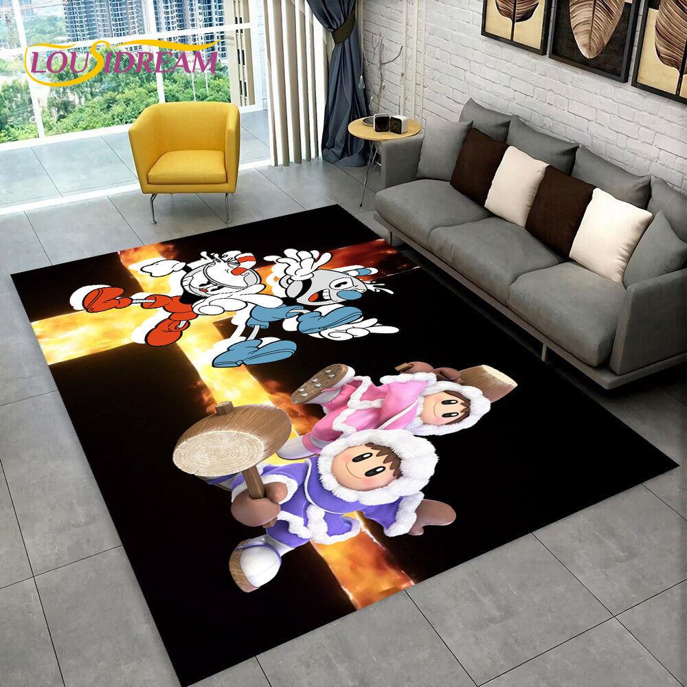 Juego, Cuphead y Mugman, alfombra para área de jugador, alfombra para sala de estar, dormitorio, decoración de felpudo para sofá, alfombra antideslizante para juegos de niños