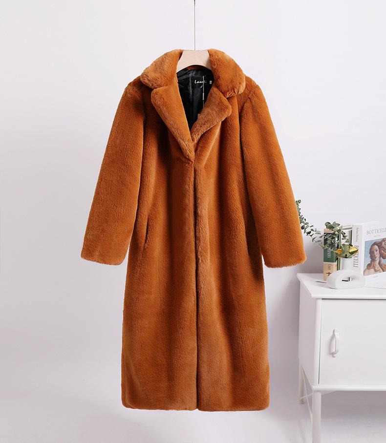Fur jacket extended large size women's imitation rabbit fur coat to keep warm in winter