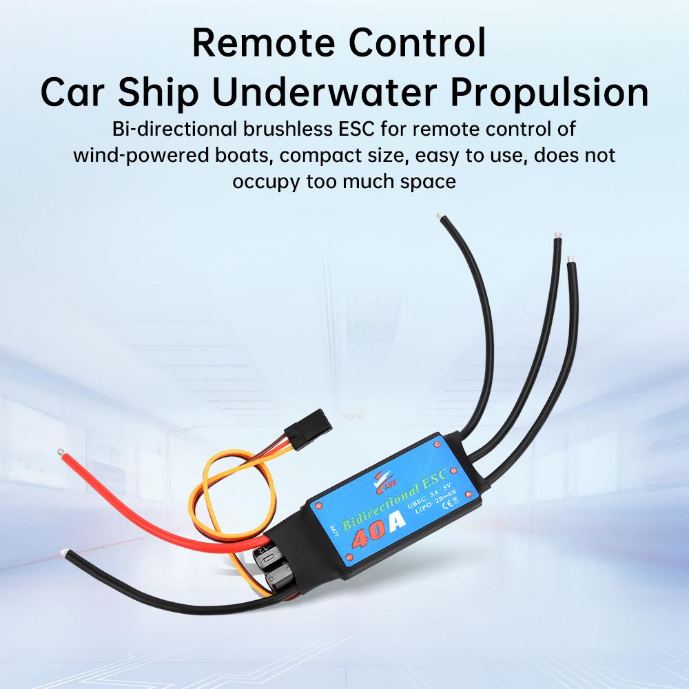 

Bidirectional Brushless ESC for Remote Control Ship Pneumatic Underwater Propeller 20A/30A/40A/50A Wear-Resistant Motor Driver