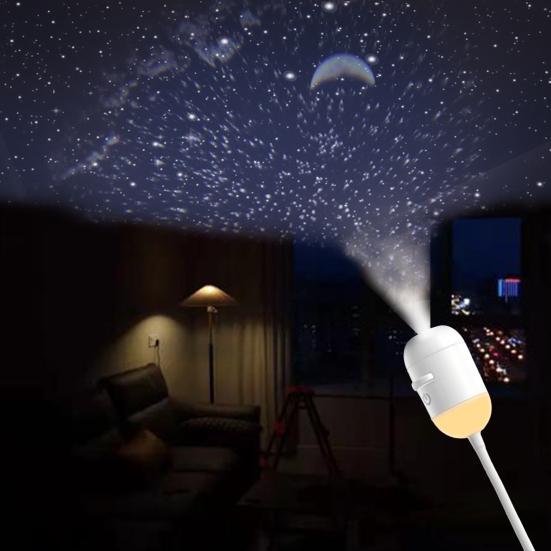 2-in-1 Sternenprojektor Nachtlicht mit Filmen, USB Sternenhimmel Nachtlicht Projektor für Schlafzimmer, Mini LED Deckenwand Projektionslampe mit 360