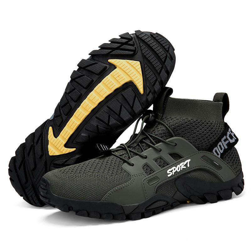 Mens Outdoor Hiking Shoes Breathable Slip Resistant Trail Walking Boots Water Friendly Trekking Footwear