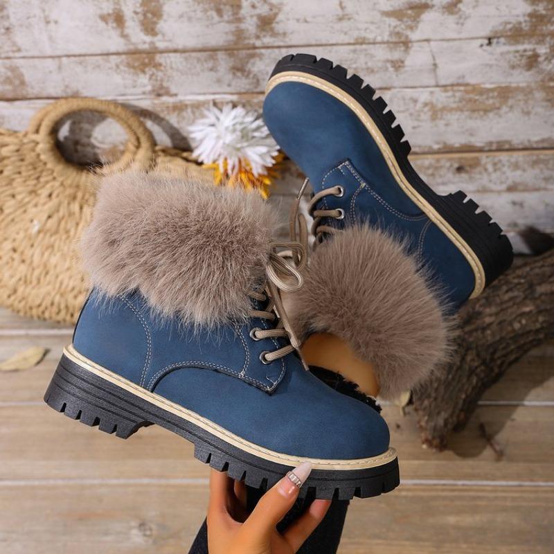 

Single Anti-slip Shoes with Fleece Boots, Women s Lace-up Ankle Boots, Cotton Boots 43 Темно-синій