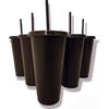 Matte Black Plastic Cups with Lids and Straws Reusable Tumbler Cold Cup | 24oz - 5 Pack | Customize & Personalize - Great for Iced Coffee, Travel,