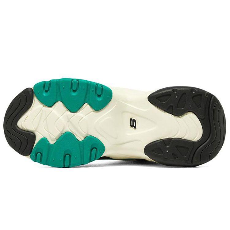 Skechers DLites 3.0 Fabric Synthetic Leather Comfortable Lightweight High-Top Dad Shoes Women Sneakers Black White Green 167266-BKNT