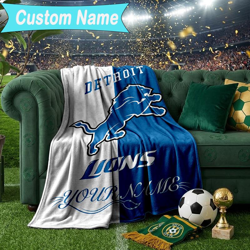 Custom Name Blanket Lions Team Blanket Bedding Blanket for Travel, Camping, Living Rooms, Offices, Sofas, Fan Christmas gift