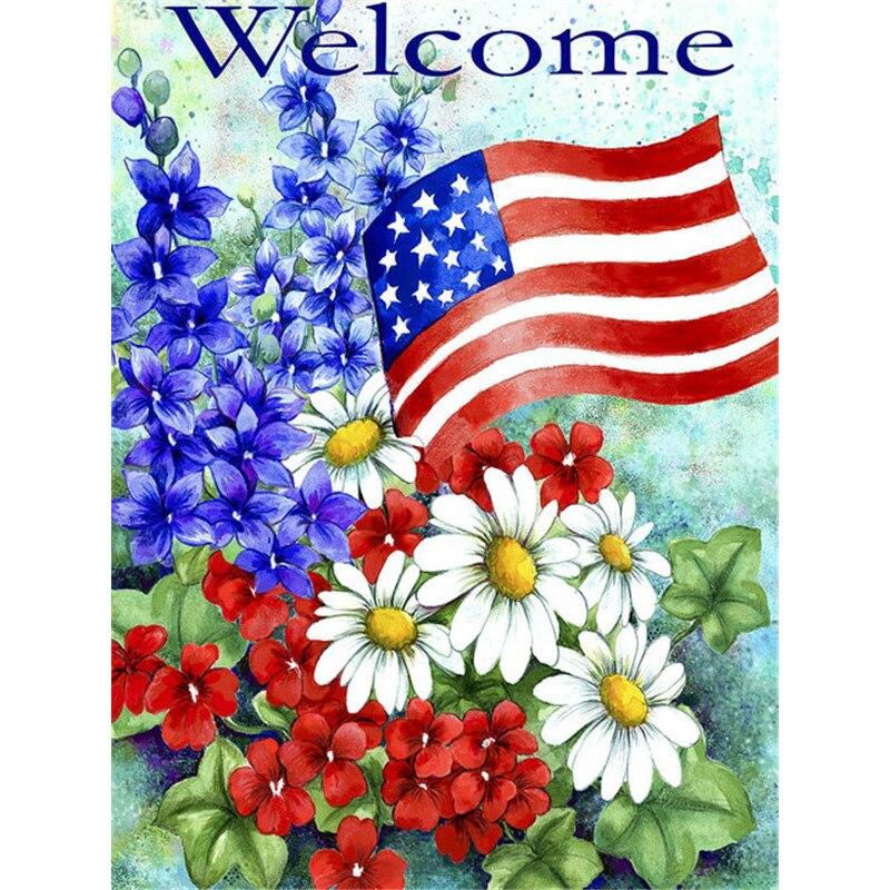 New 5D DIY Diamond Painting Flag Diamond Embroidery Flowers Scenery Cross Stitch Full Round Drill Home Decor Manual Gift