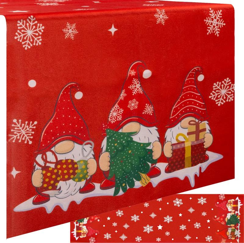 Cross-Border Christmas Linen-Textured Table Runner - Long Rectangular Holiday Dining Decoration