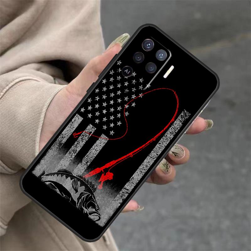 Bass Fishing Case For OPPO A96 A76 A16 A98 A78 A58 A5 A9 A15 A17 A77 A52 A72 A53S A57S A54 A74 A94 Cover