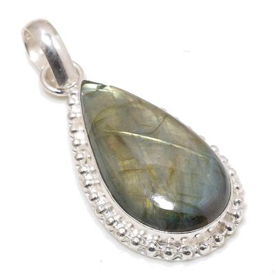 925 Silver Natural Fire Labradorite Gemstone Handmade Pendant Jewelry Size 2.10 Inches