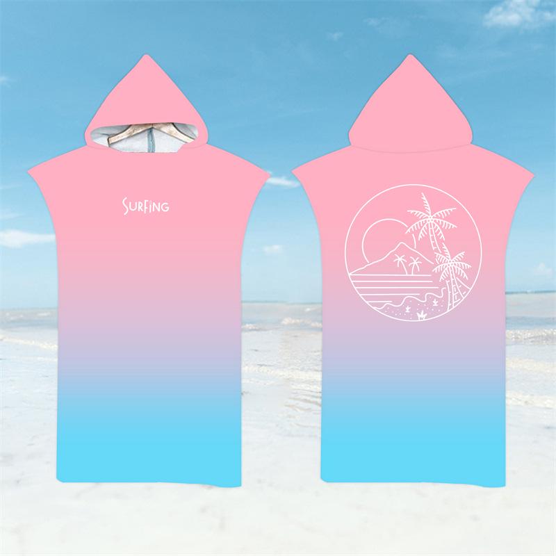 Microfiber Quick-Dry Hooded Beach Poncho Bathrobe for Adults