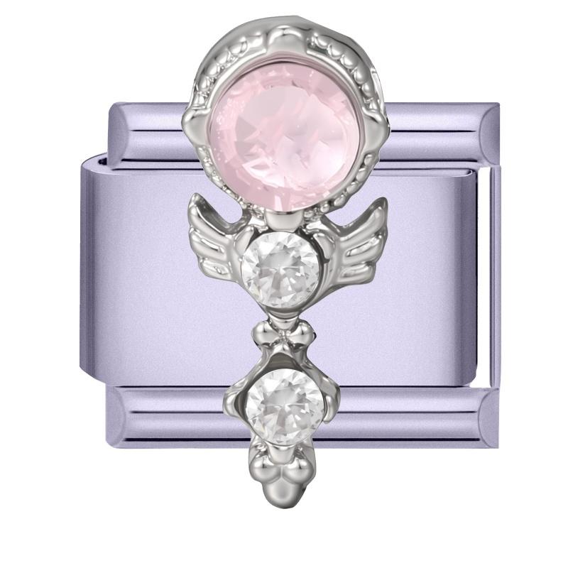 Y2K Purple Series Bow Candy Heart Flower Shiny Italian Charm Links Fit 9MM Stainless Steel Bracelet Girls' DIY Making Jewelry