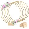 10/20pcs 30.48 Cm Metal Floral Hoop Centerpiece with Wooden Stand for Table Metal Garlands Ring Stand for Centerpiece Table Decorations Wedding Decor