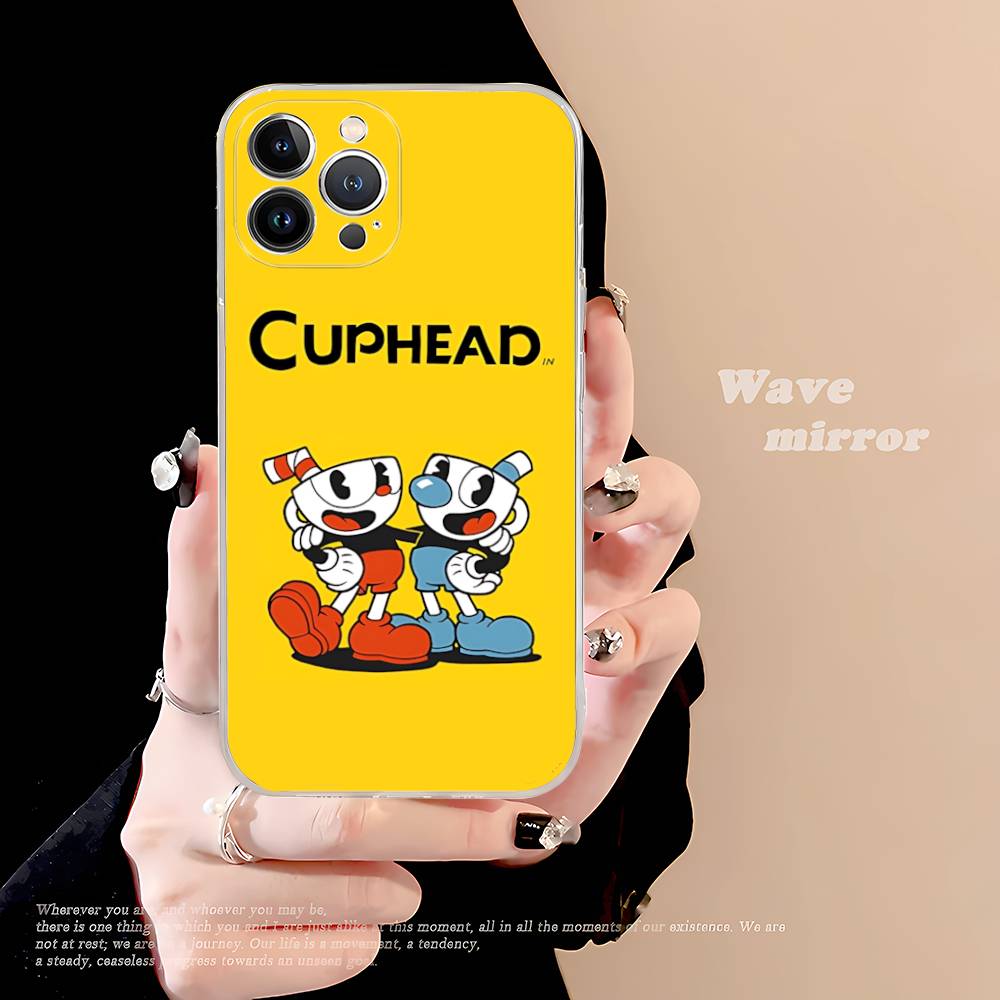 Comedy Animation C-Cuphead Cartoon Transparent Soft Phone Case For IPhone 15 12 14 16 17 13 Plus 11 Pro Max 13 Pro