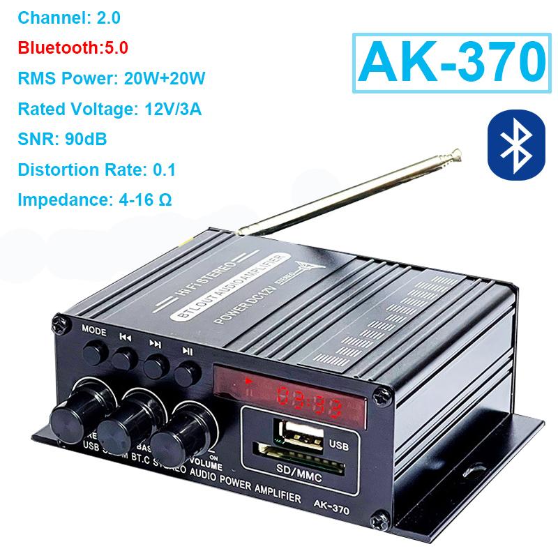 Home Mini Amplifier DC12V Audio Power Amplifier Stereo Subwoofer Bluetooth Player For Home Speakers and Car Media Systems