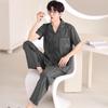 Men's Summer Short Sleeve & Long Pants 3-Piece Plus Size Set - Lightweight Cool Home Wear