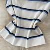Casual Striped Crew-Neck Sleeveless Knit Top and High-Waisted Slimming Bodycon Midi Skirt Sets Summer Knitted Two Piece Sets for Women
