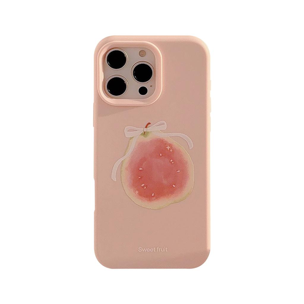 Pink Guava Fruit Suitable for Apple 16promax Mobile Phone Case Iphone17 Sweet Niche 14 Silicone 13 Soft