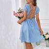 2026 European and American French Elegance Temperament Backless Square Collar Design Sense Niche Chinese Dress Women