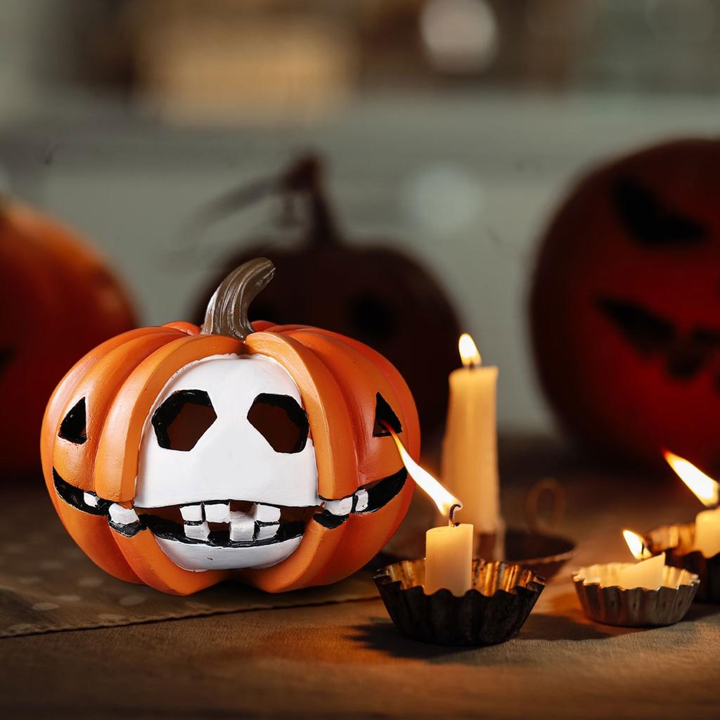 Halloween Pumpkin Decoration Ornaments Resin Funny Pumpkin Head Small Ornaments
