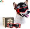 Hunde Sonnenbrille Haustier Helm Set mit Hundebrille, Staub Wind UV Schutz Hundebrille Hundehelm und Brille Hunde Motorradhelm