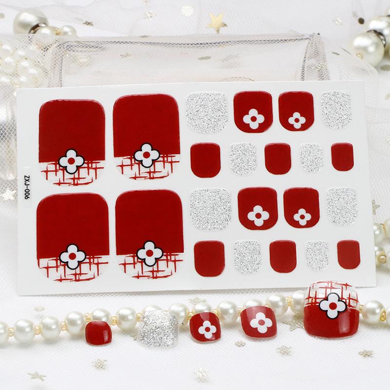 New Summer Foot Stickers Waterproof Beach Toe Nail Stickers Girls Simple Little Chrysanthemum Nail Stickers