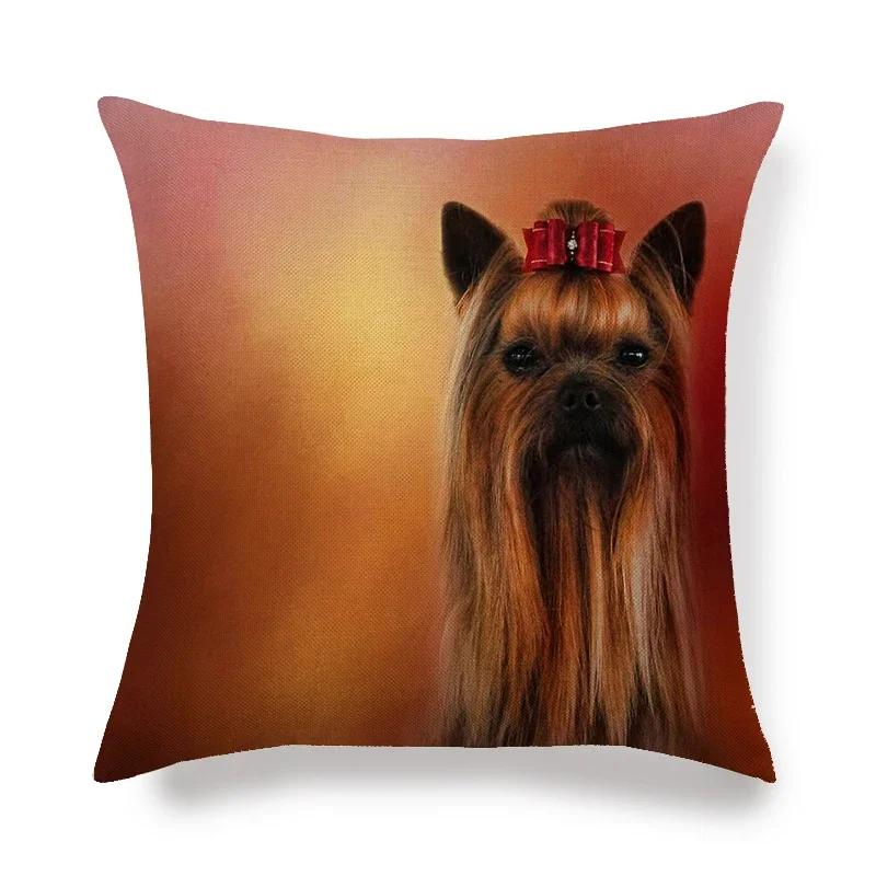 45cm*45cm Yorkshire dog  linen throw pillow covers couch cushion cover home decorative pillow covers